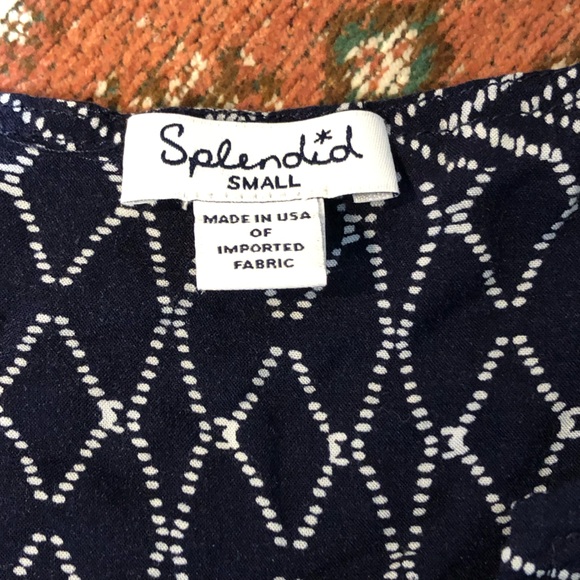 Splendid Navy and White Tank Geometric Design with a Tie Back - Picture 4 of 12